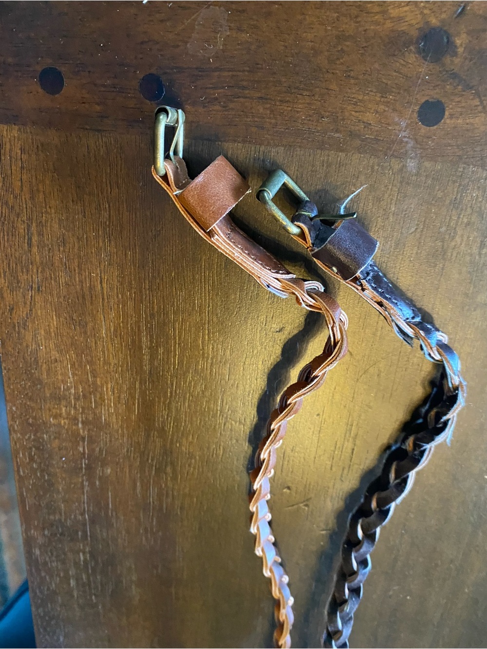 2-pack Braided Leather Belts - Brown and Black